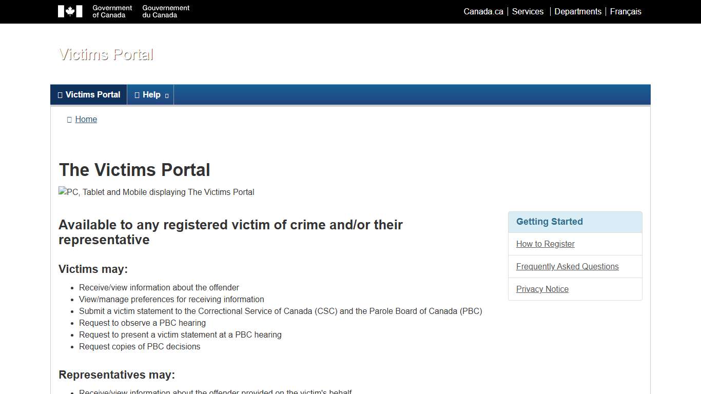 Victims Portal - Main - Home